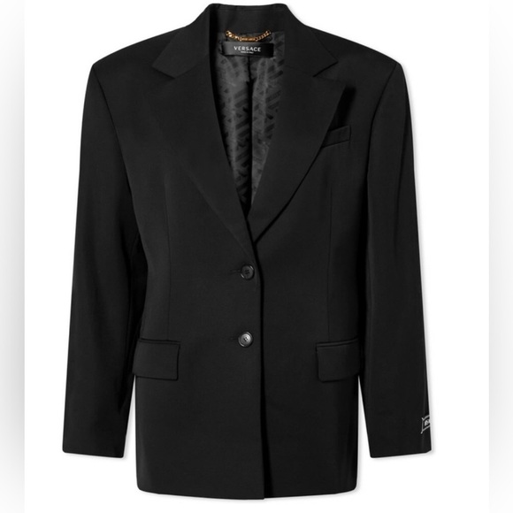 Versace 2024 Women's Oversized Virgin Wool Blazer Jacket in Black - Picture 6 of 13